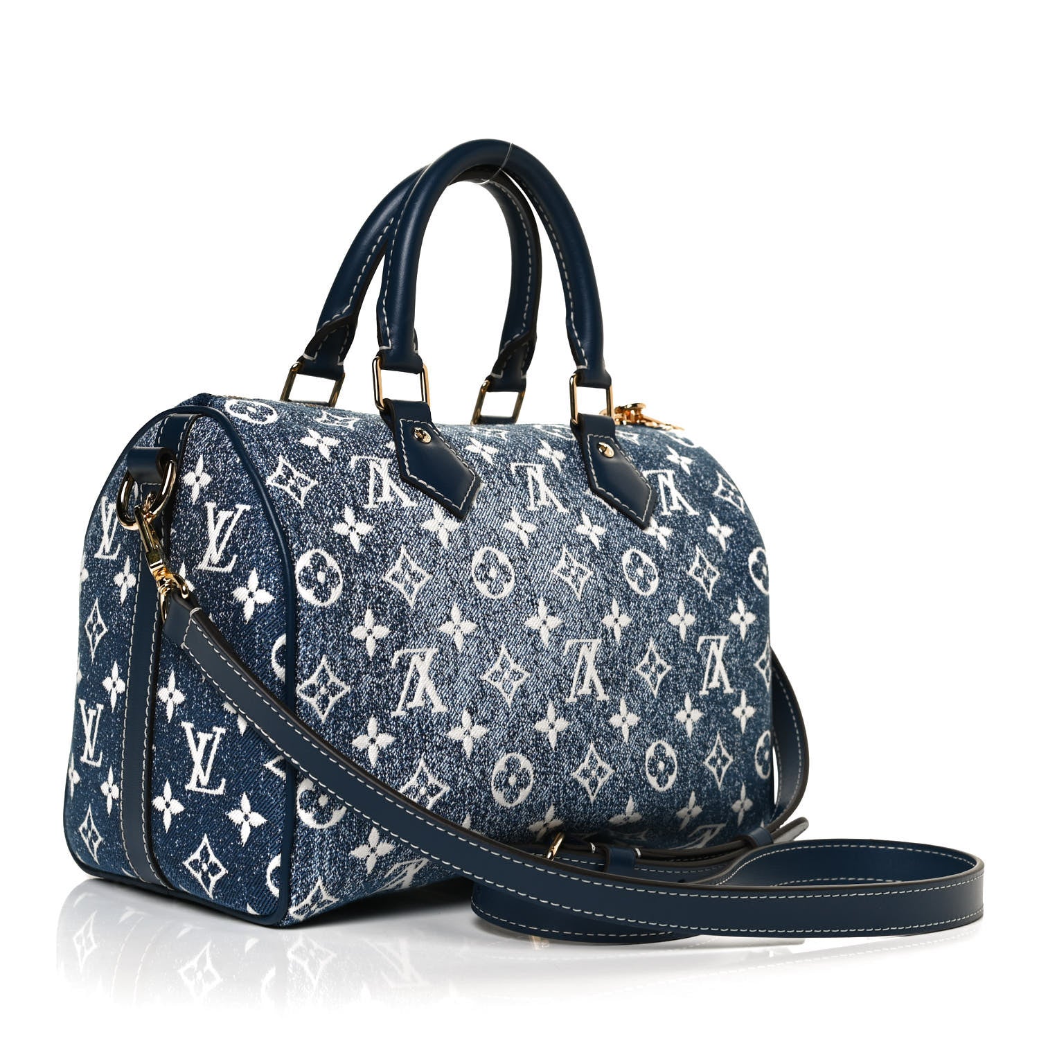 Louis Vuitton Monogram Jacquard Denim Speedy Bandouliere 25 Bleu 3 of 11