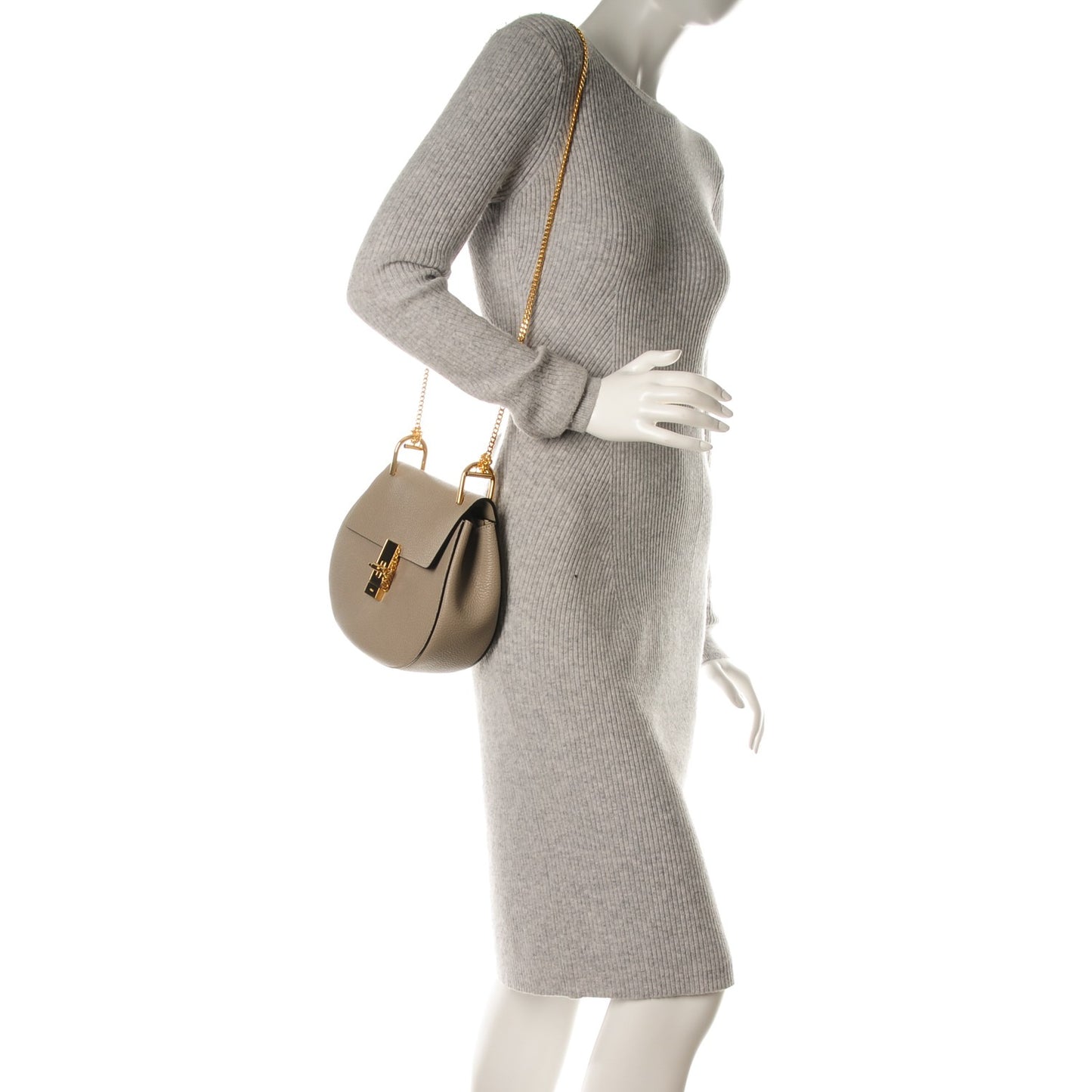 Grained Lambskin Drew Shoulder Bag Motty Grey
