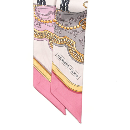 Hermes Silk Grand Apparat Twilly Rose Nacre Gold Anthracite 2 of 4