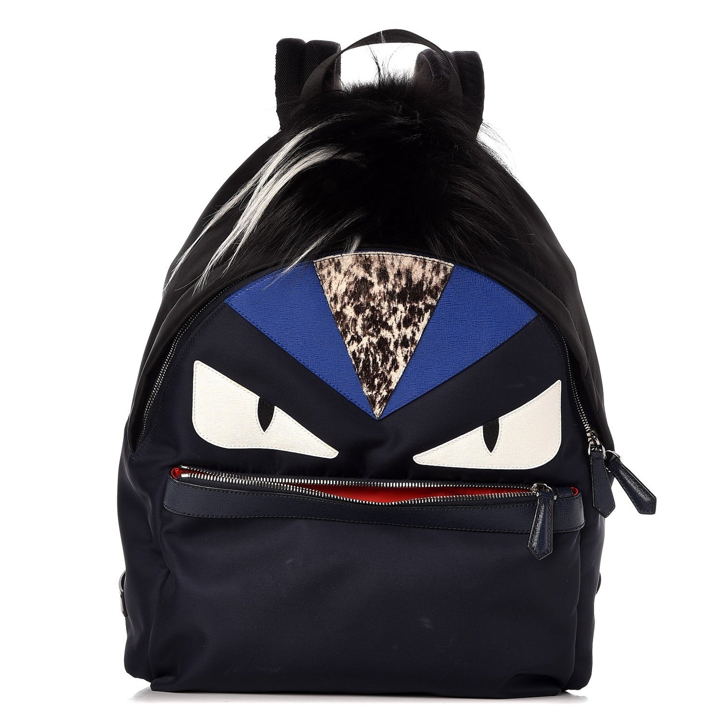 Nylon Vitello Fur Monster Backpack Black Multicolor