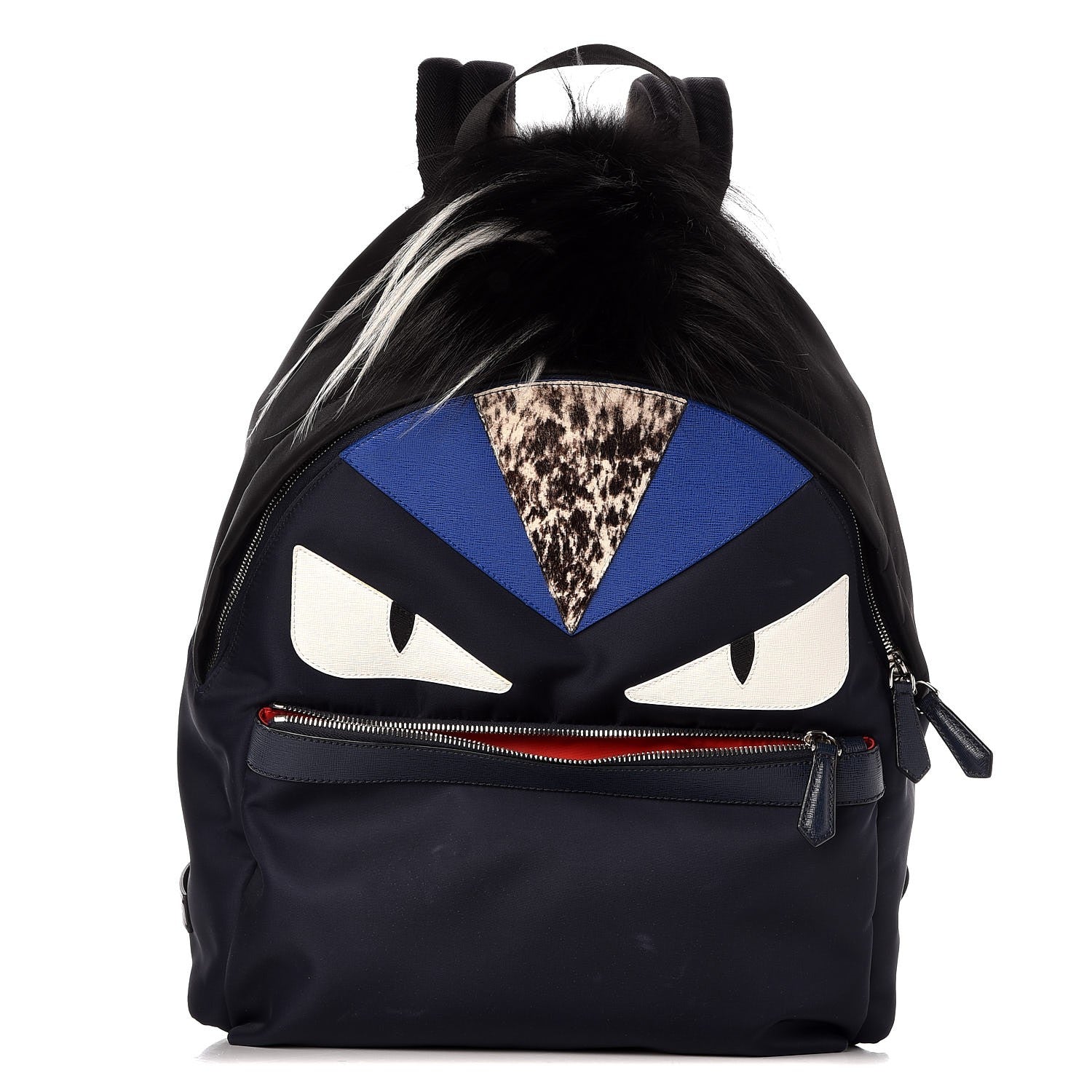 Fendi Nylon Vitello Fur Monster Backpack Black Multicolor 1 of 7