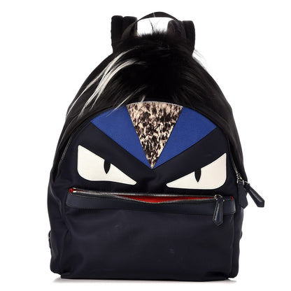 Fendi Nylon Vitello Fur Monster Backpack Black Multicolor 1 of 7