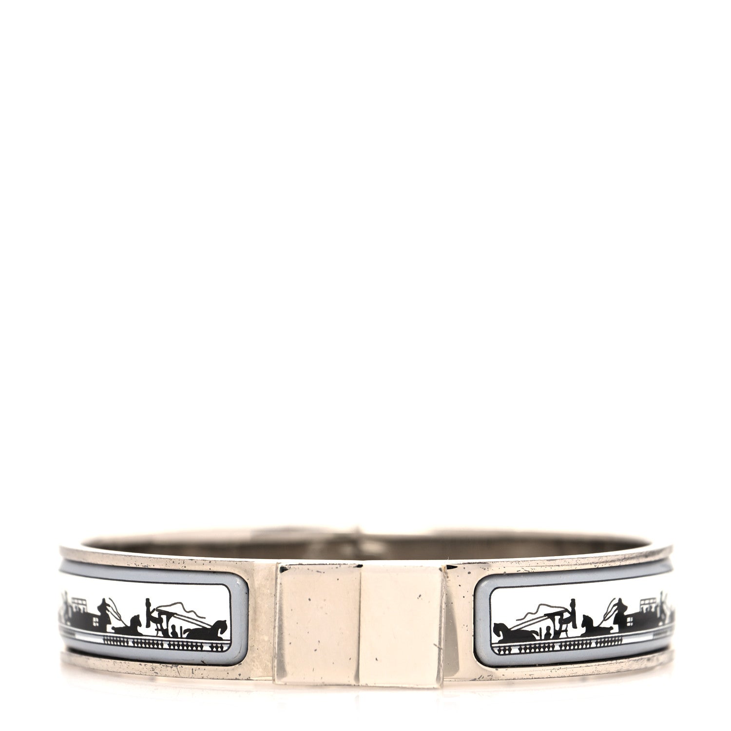 Hermes Enamel Printed Narrow Les Ponts De Paris Loquet Bracelet 1 of 6