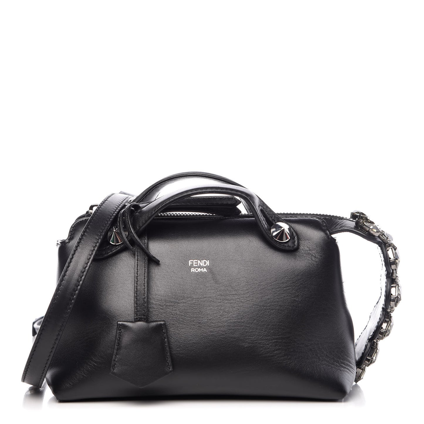 Shiny Nappa Crystal Croc Tail Mini By The Way Boston Bag Black Smoky Quartz