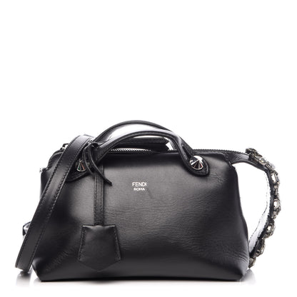 Fendi Shiny Nappa Crystal Croc Tail Mini By The Way Boston Bag Black Smoky Quartz 1 of 12