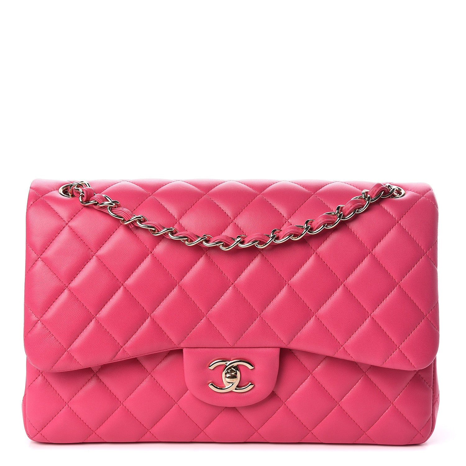 Chanel Lambskin Quilted Jumbo Double Flap Fuchsia 1 of 11