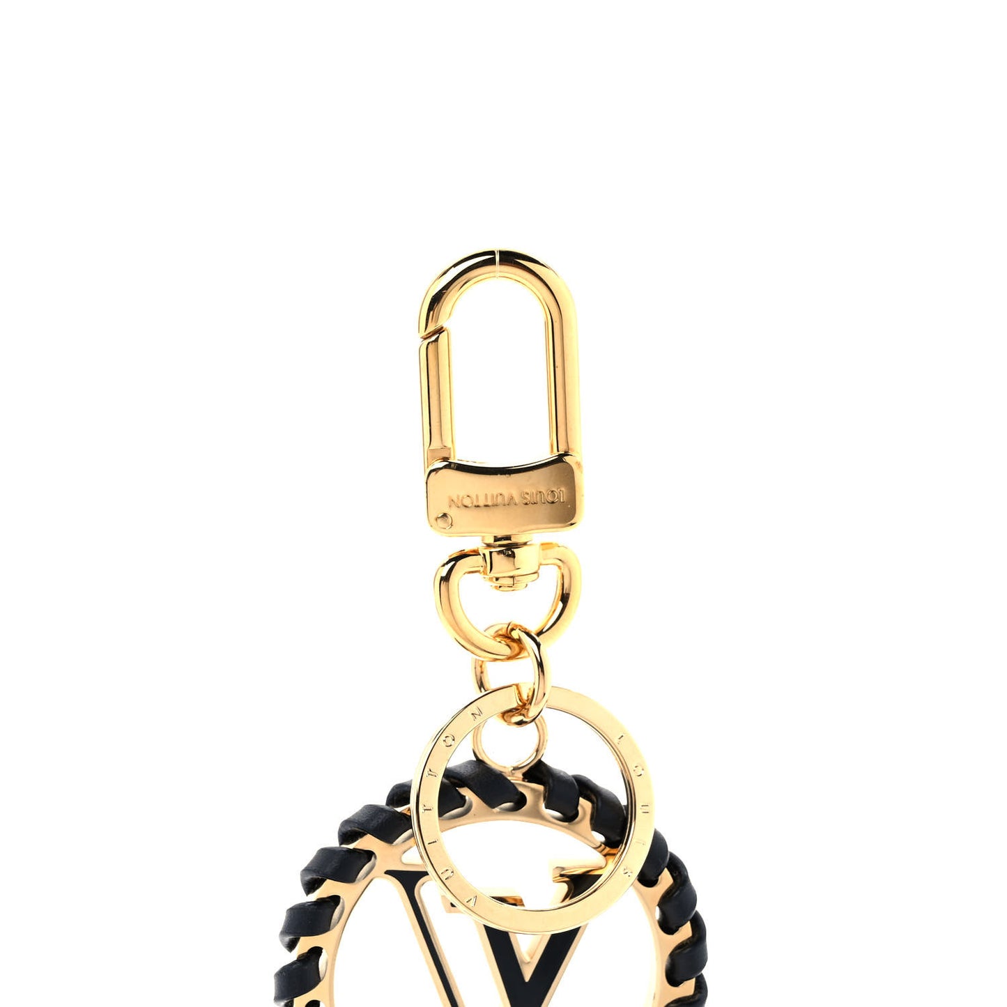 Metal Lambskin Enamel Very Bag Charm Key Holder Black