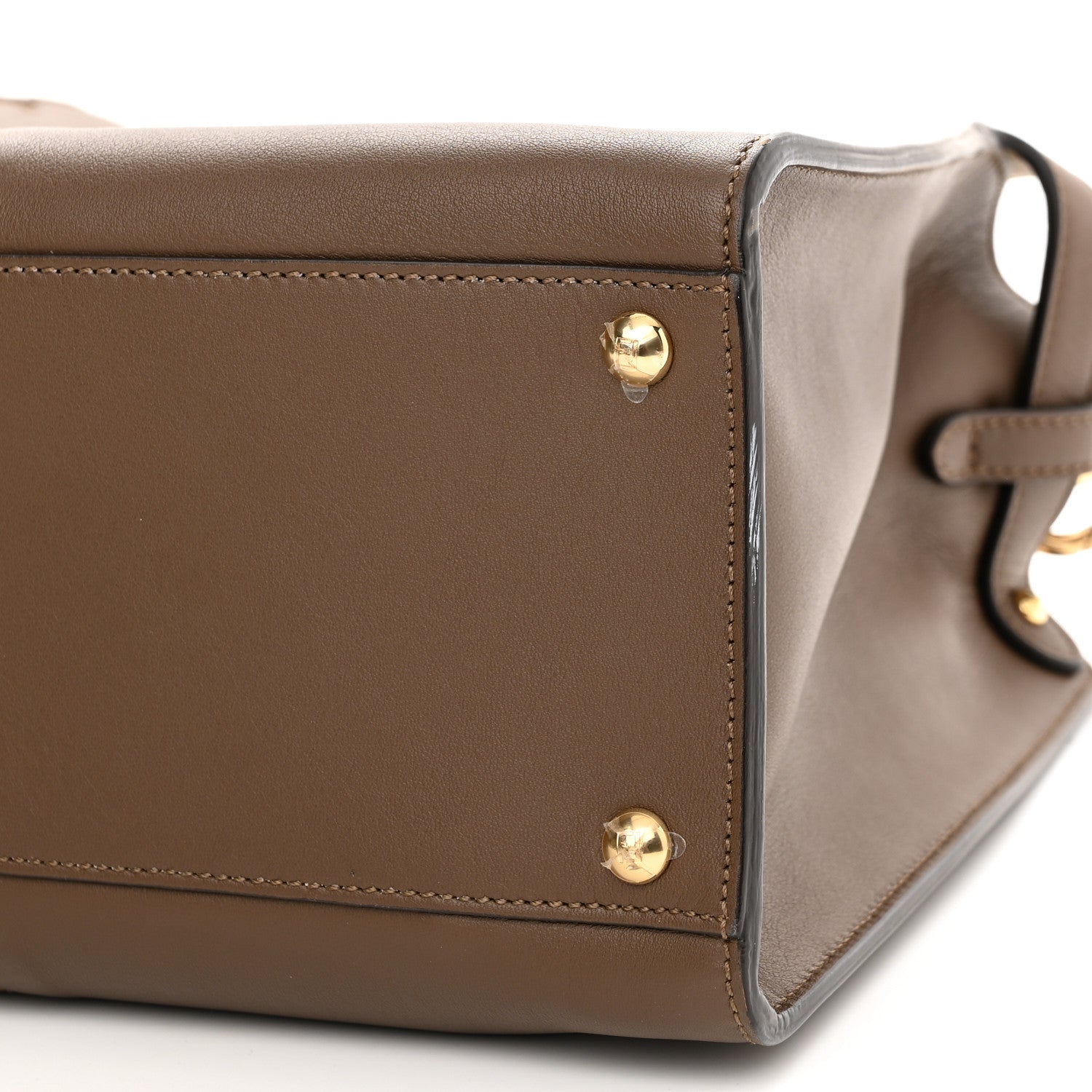 Fendi Vitello Seta Glazed Fabric FF 1974 Medium Peekaboo X-Lite Maya Mogano Panna 13 of 13