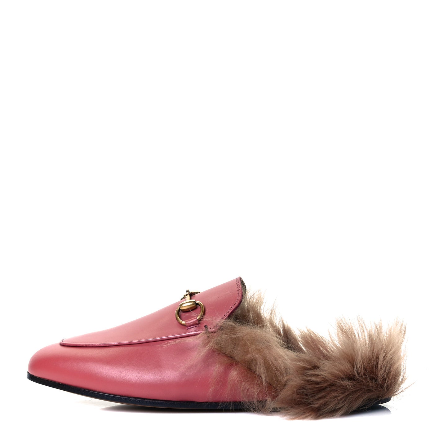 Calfskin Fur Womens Princetown Slippers 35 Lipstick Rose Natural