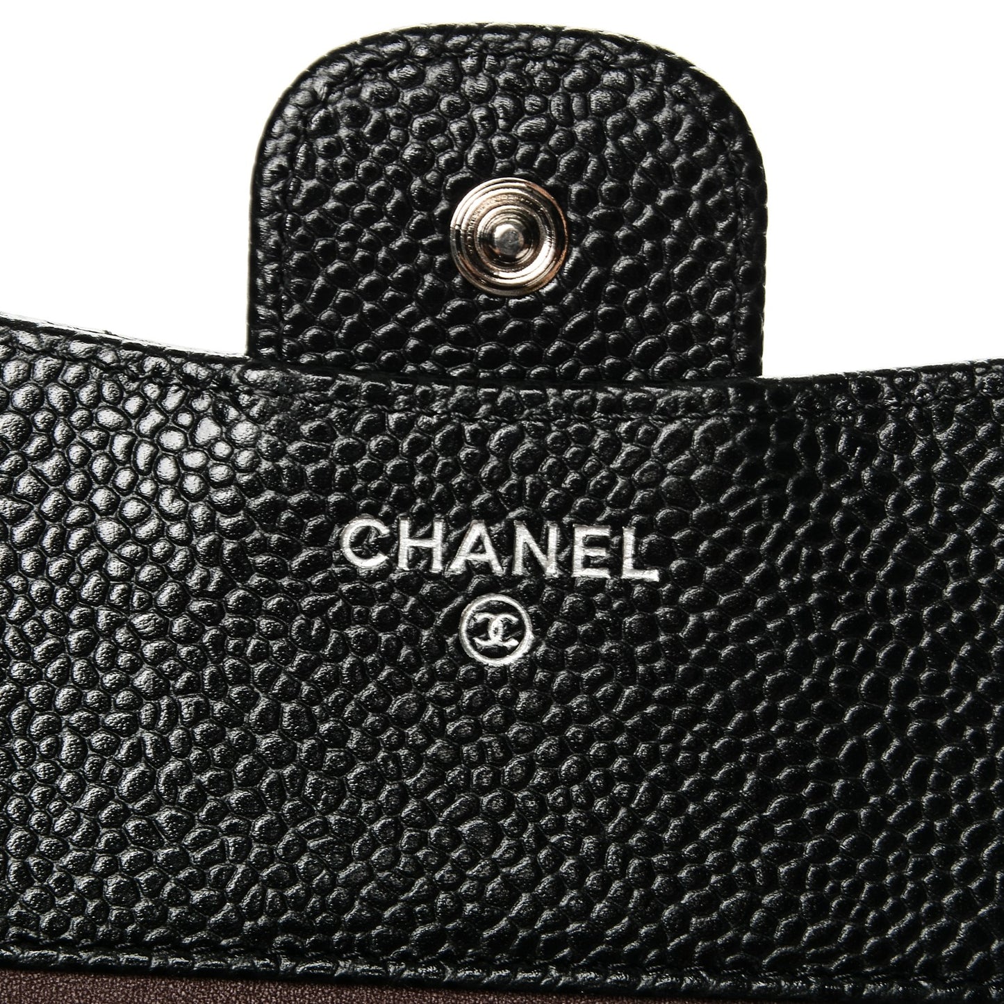 Caviar Quilted Compact Flap Wallet Black