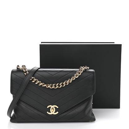 Chanel Calfskin Chevron Stitched Medium Coco Flap Bag Black 16 of 16
