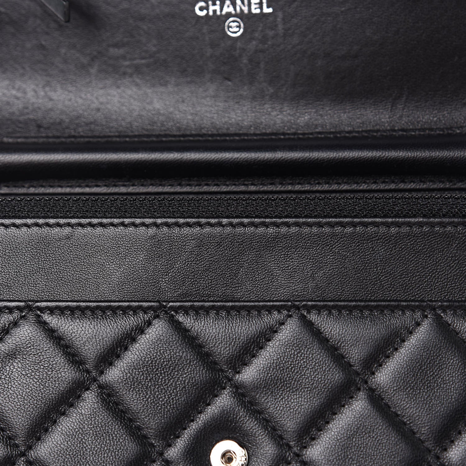 Chanel Lambskin Quilted Wallet On Chain WOC Black 12 of 12