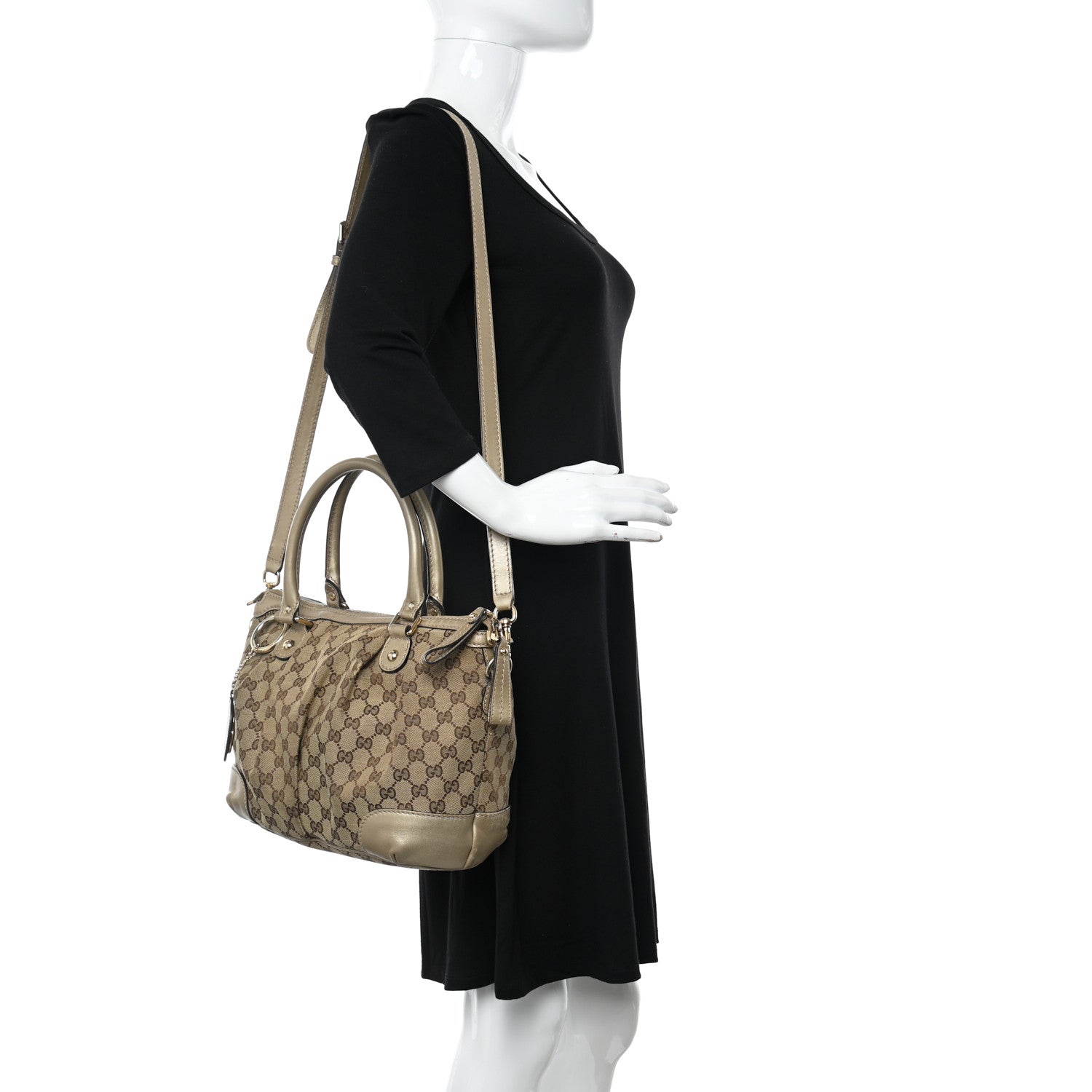 Gucci Monogram Margaux Calfskin Medium Sukey Top Handle Bag Beige Ebony Mystic White 2 of 17