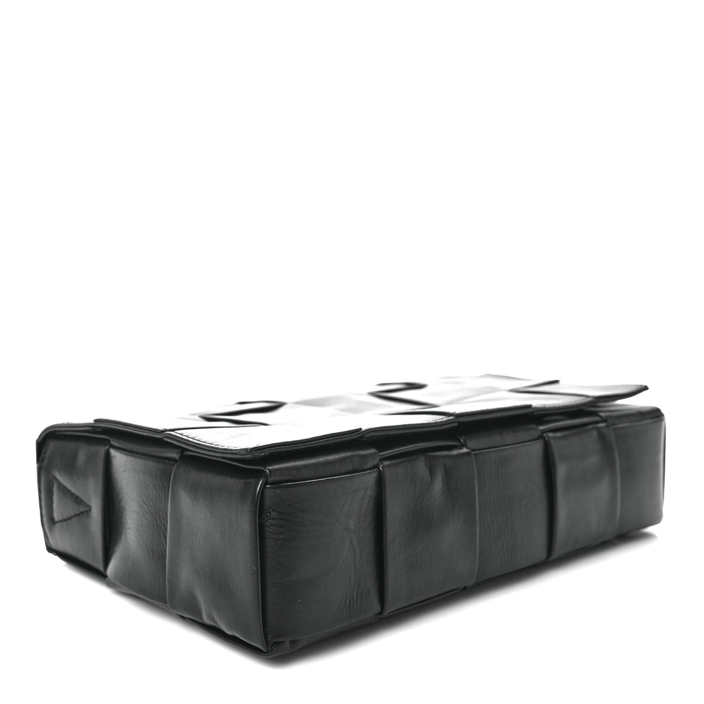 Paper Calfskin Maxi Intreccio Cassette Crossbody Bag Black