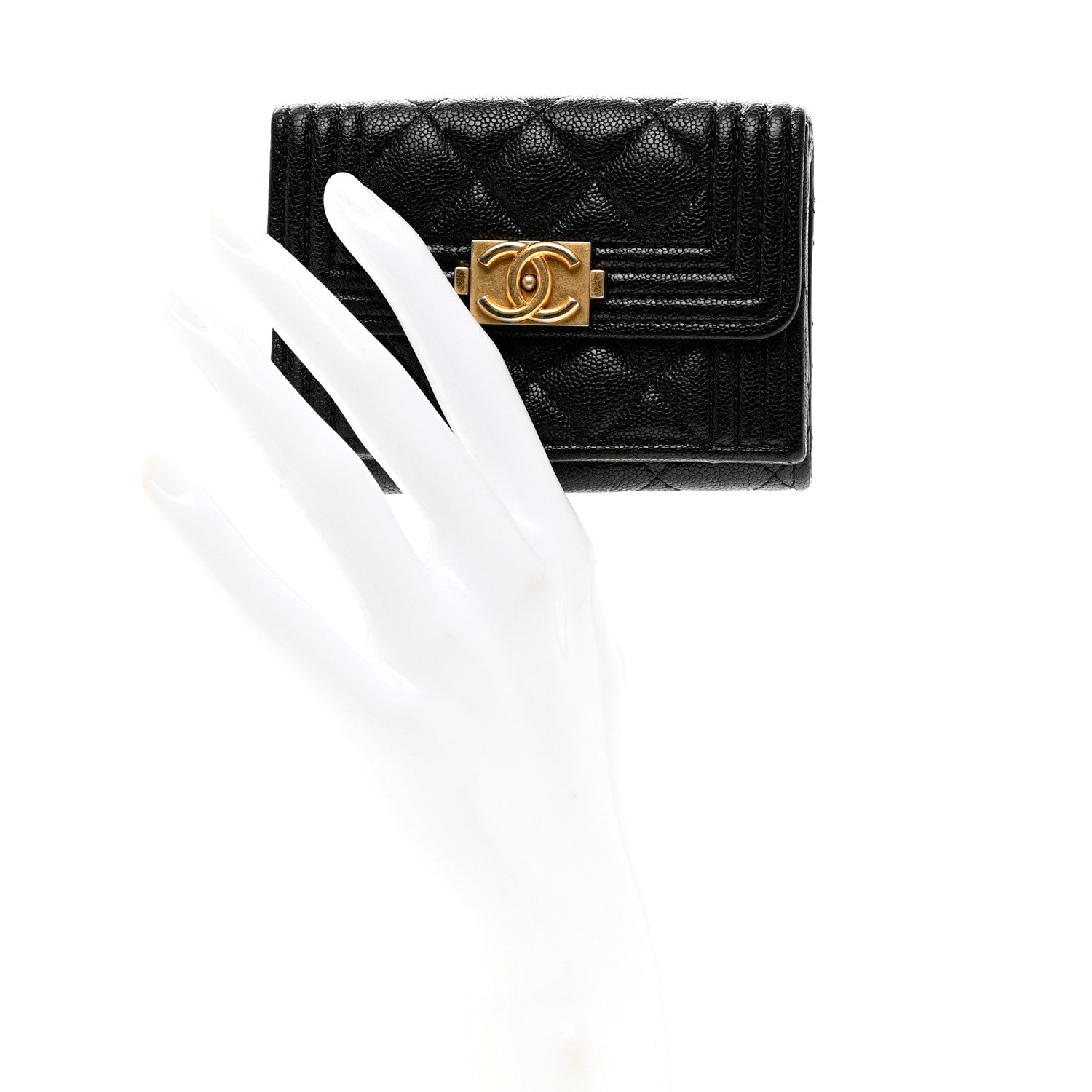 Chanel Caviar Quilted Small Boy Flap Wallet Black 2 of 7