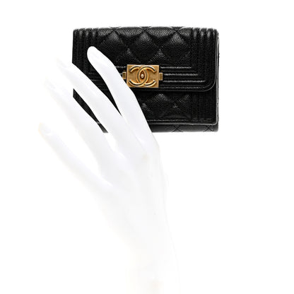 Chanel Caviar Quilted Small Boy Flap Wallet Black 2 of 7