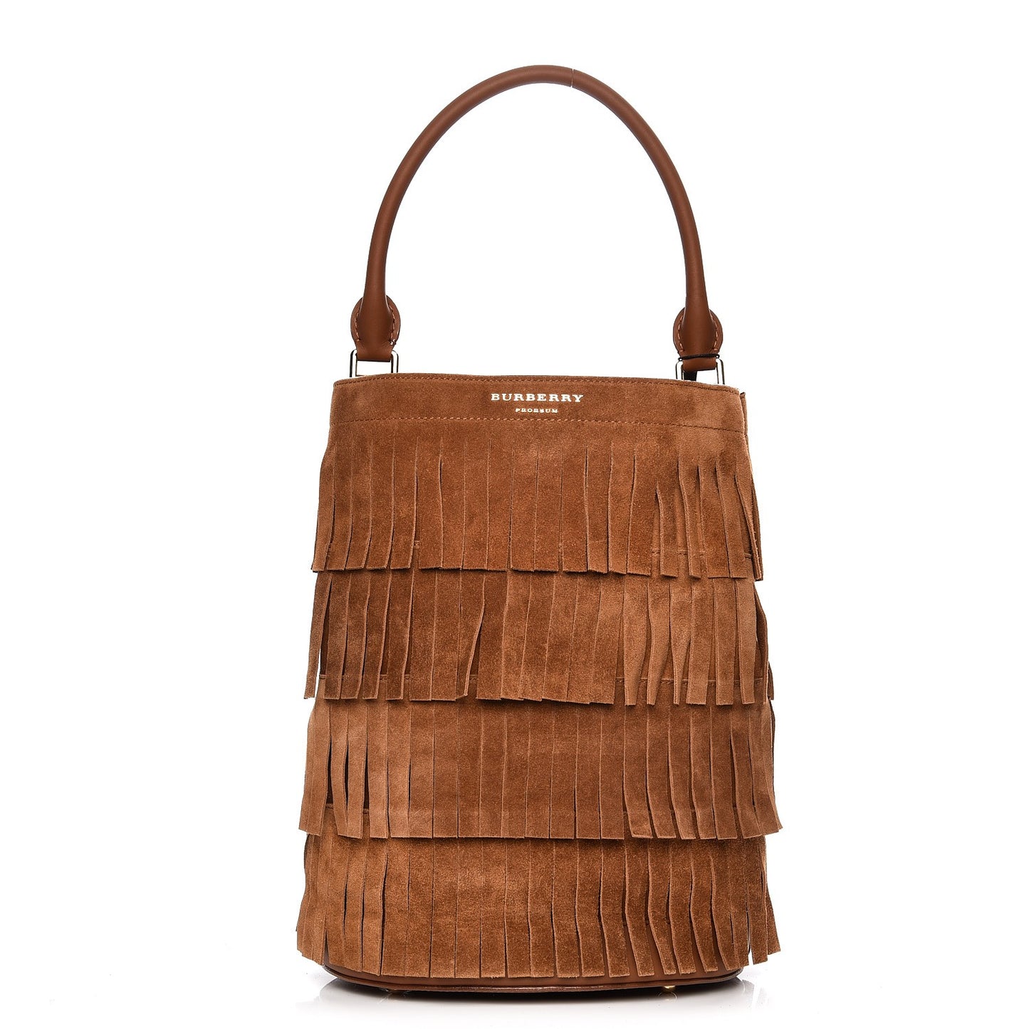 Prorsum Suede Fringe Bucket Bag Cognac