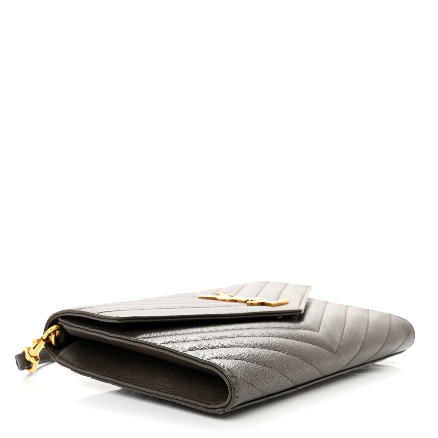 Grain De Poudre Matelasse Chevron Monogram Envelope Clutch Earth