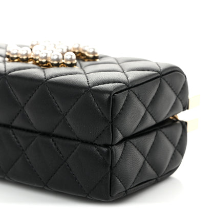 Chanel Lambskin Quilted Pearl CC Vanity Case Black 10 of 10