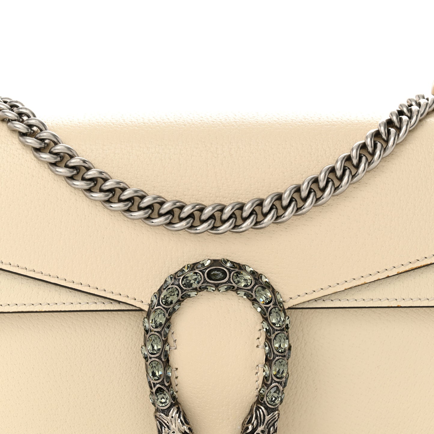 Textured Calfskin Crystal Small Dionysus Shoulder Bag Mystic White