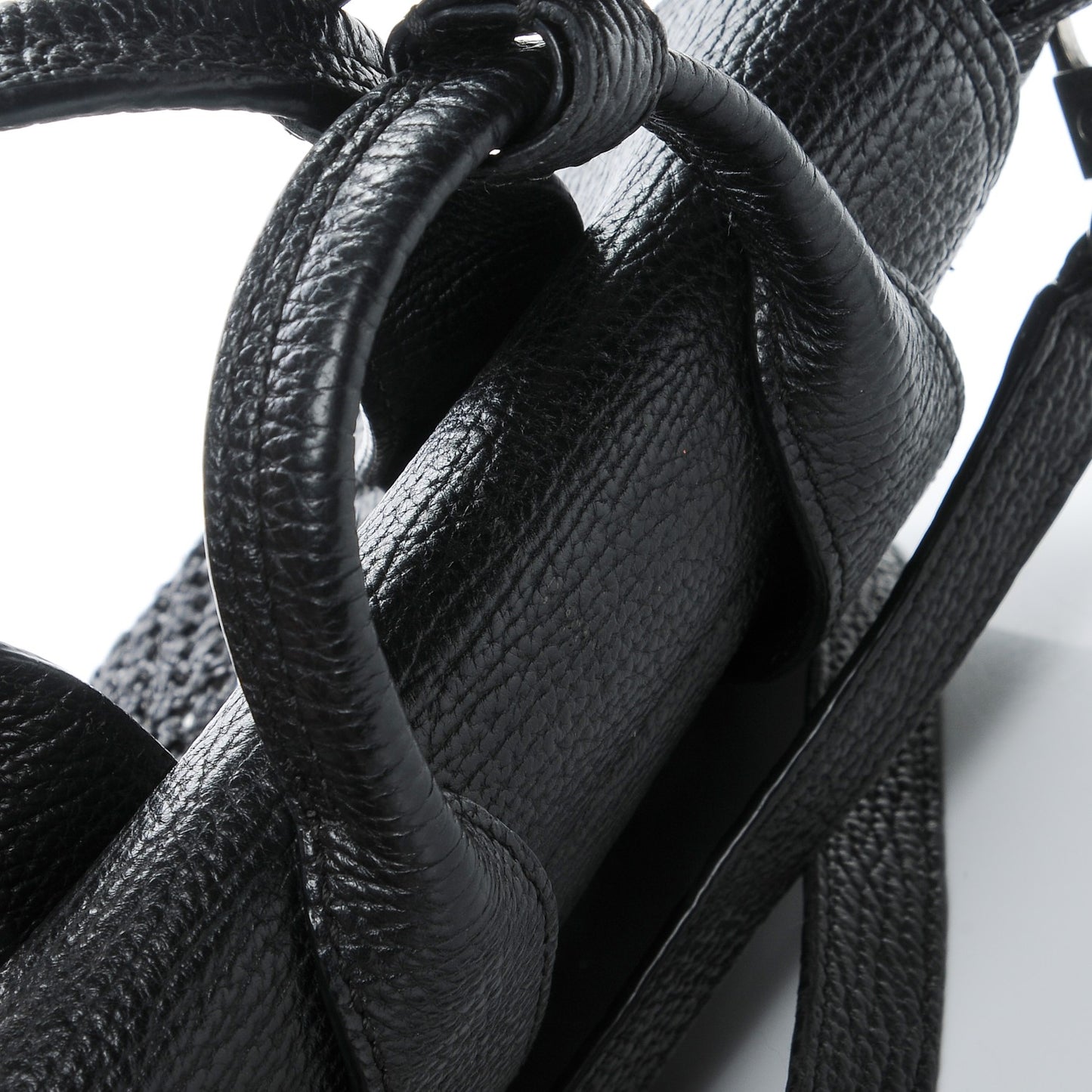 3.1 Textured Calfskin Woven Panel Mini Pashli Satchel Black Silver
