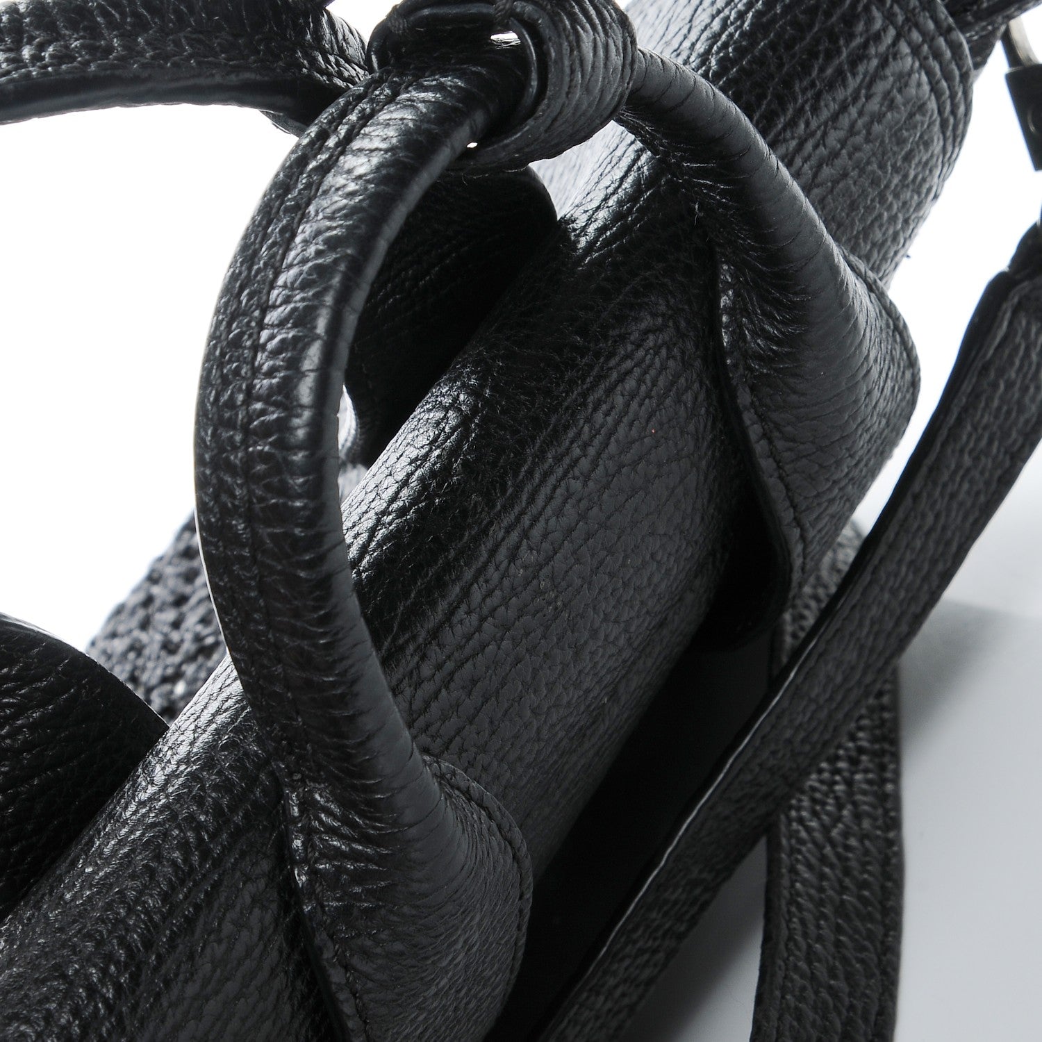 3.1 Phillip Lim 3.1 Textured Calfskin Woven Panel Mini Pashli Satchel Black Silver 9 of 10