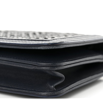 Chanel Braided Sheepskin Boy Wallet On Chain WOC Navy Black 11 of 16