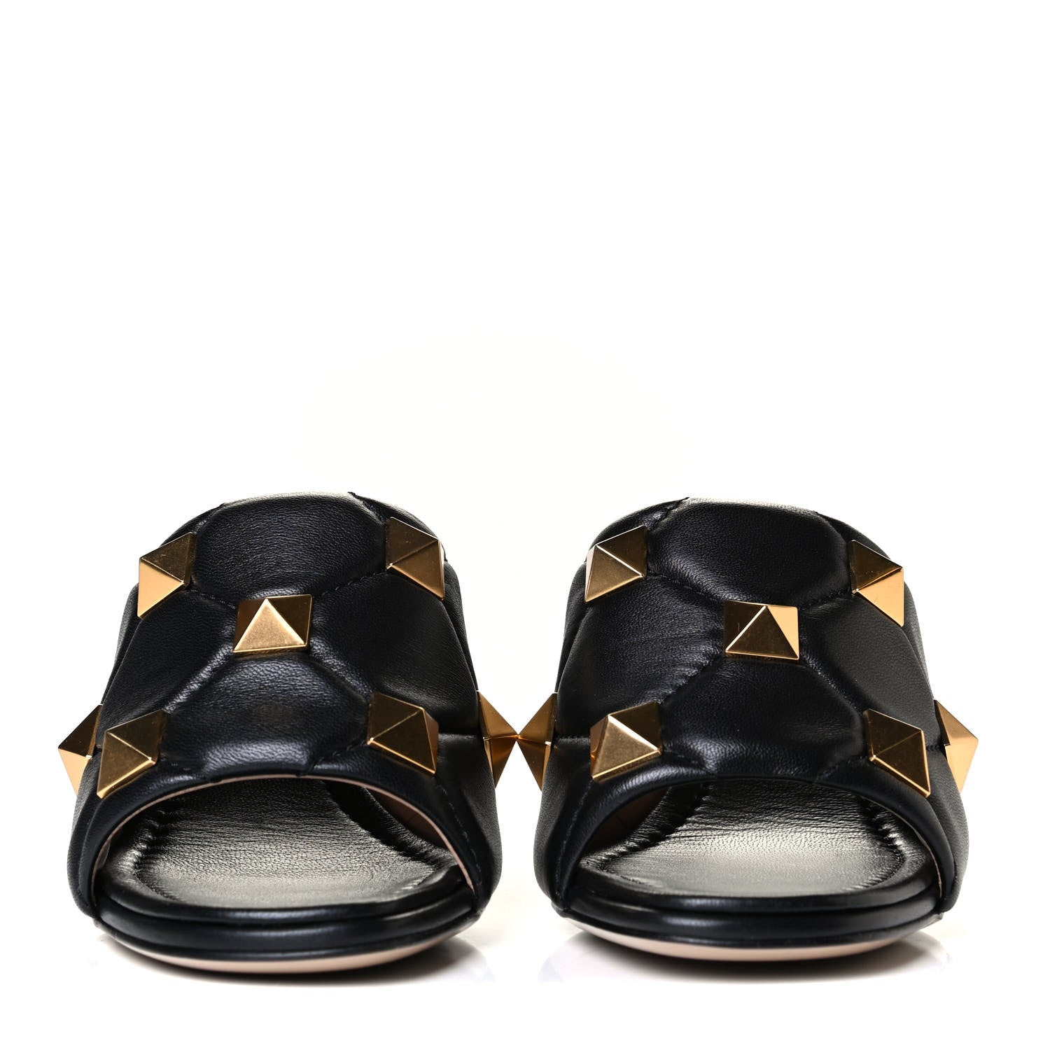 Valentino Garavani Nappa Quilted Roman Stud 65mm Slide Sandals 36 Black 2 of 7