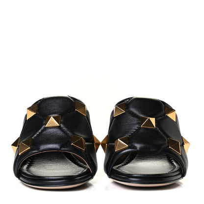 Valentino Garavani Nappa Quilted Roman Stud 65mm Slide Sandals 36 Black 2 of 7