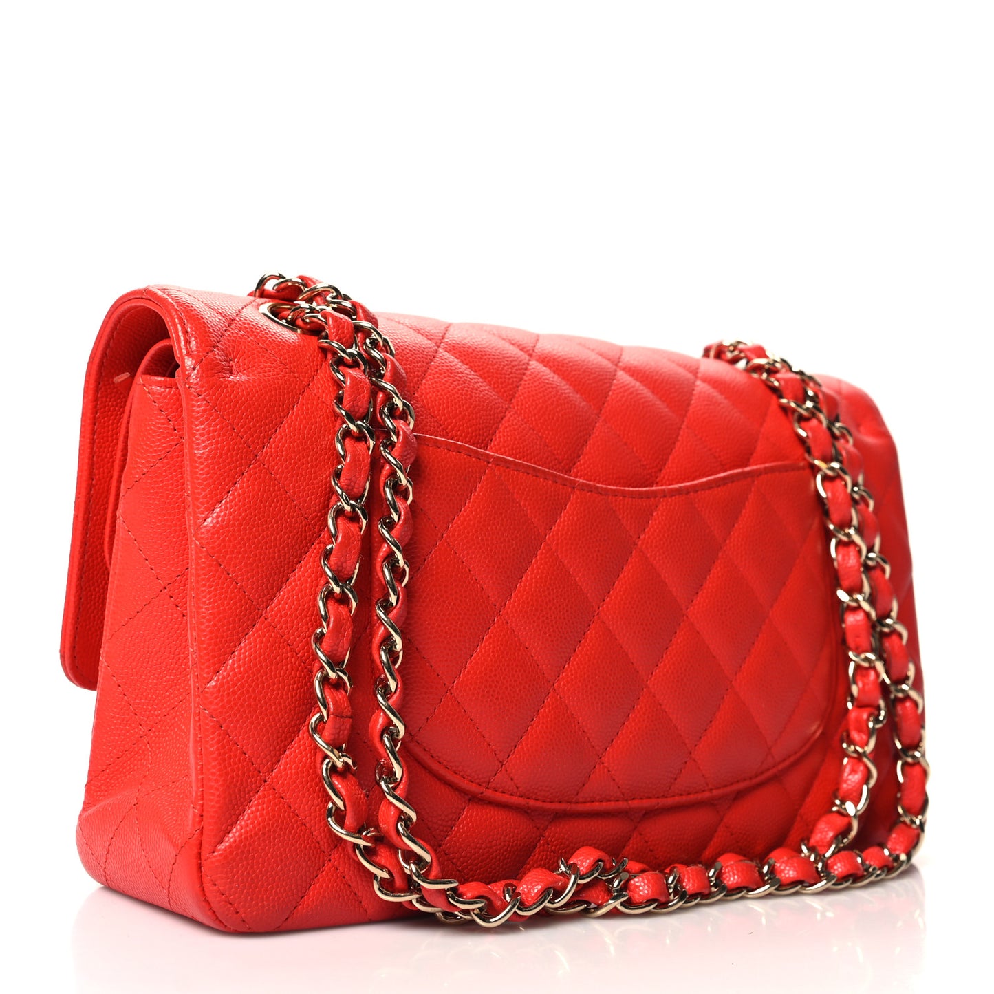 Caviar Quilted Medium Double Flap Red