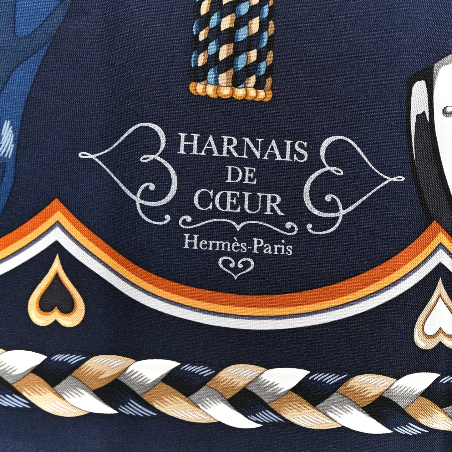 Silk Harnais De Coeur Scarf 90 Marine Fonce Mordore