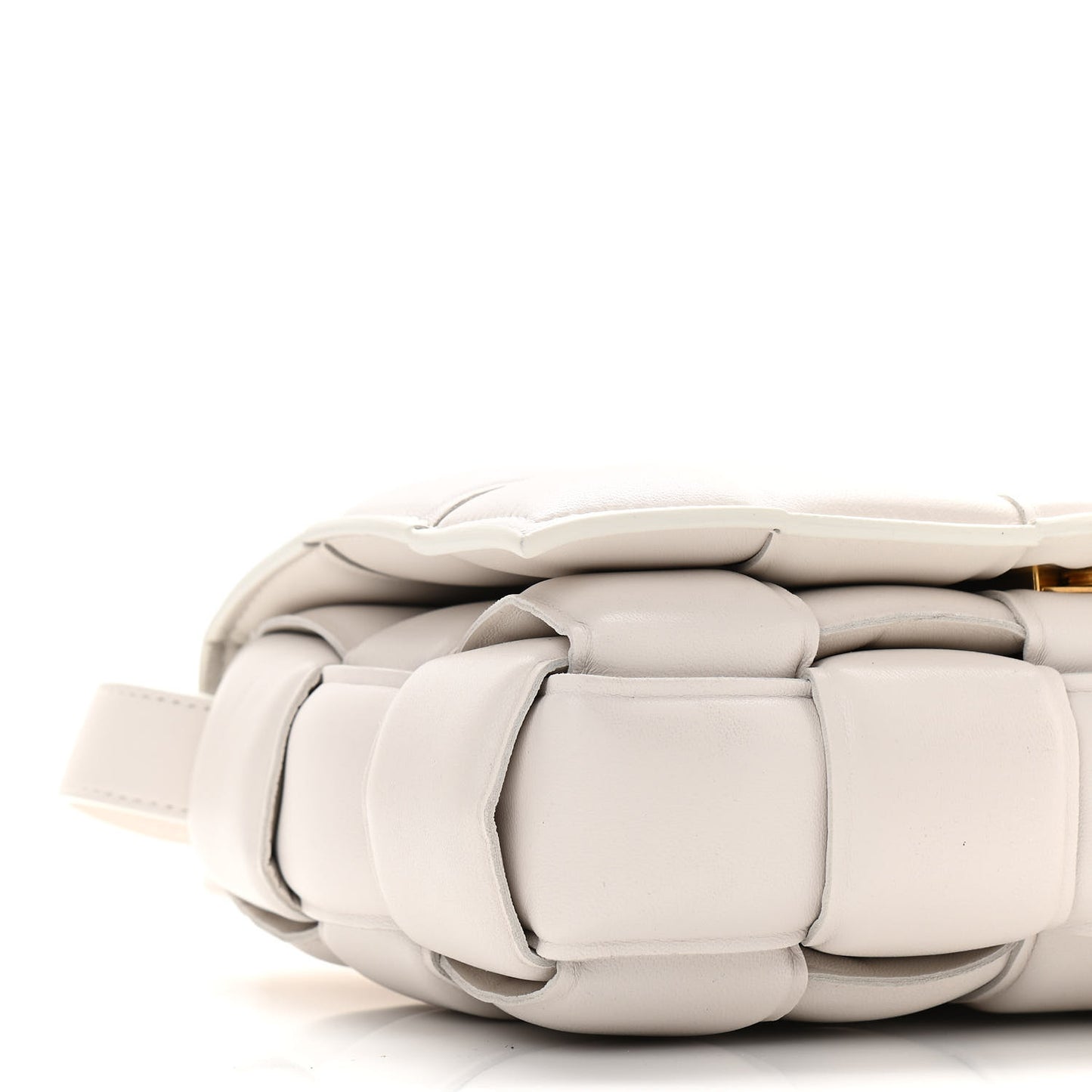 Paper Calfskin Maxi Intreccio Padded Cassette Crossbody Bag White