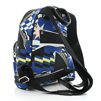 Chanel Canvas Cruise La Pausa Print Backpack Blue Black 3 of 10