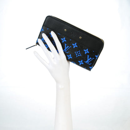 Louis Vuitton Calfskin Colored Monogram Zippy Wallet Blue Black 2 of 7
