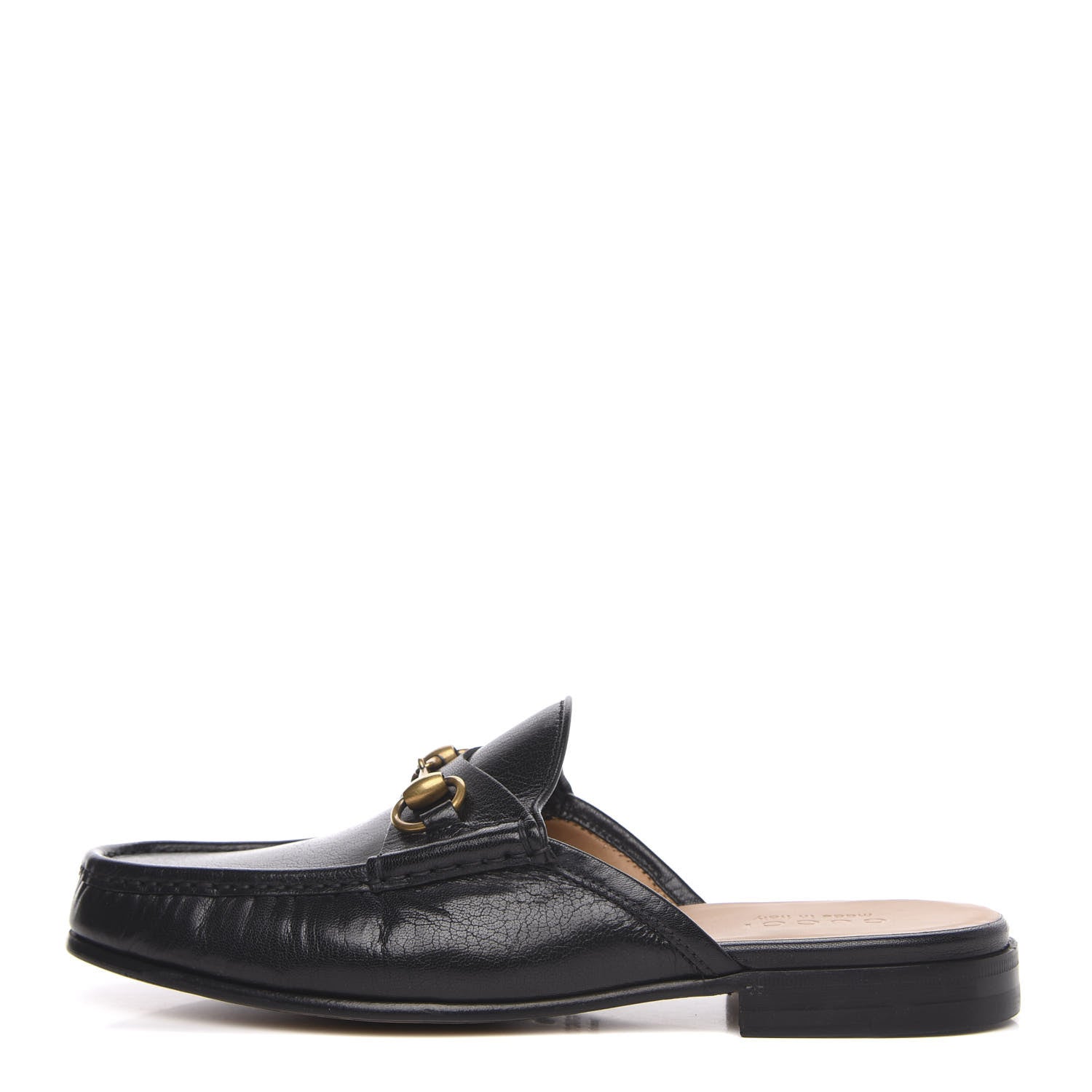 Gucci Goatskin Mens Horsebit Slippers 8 Black 1 of 9