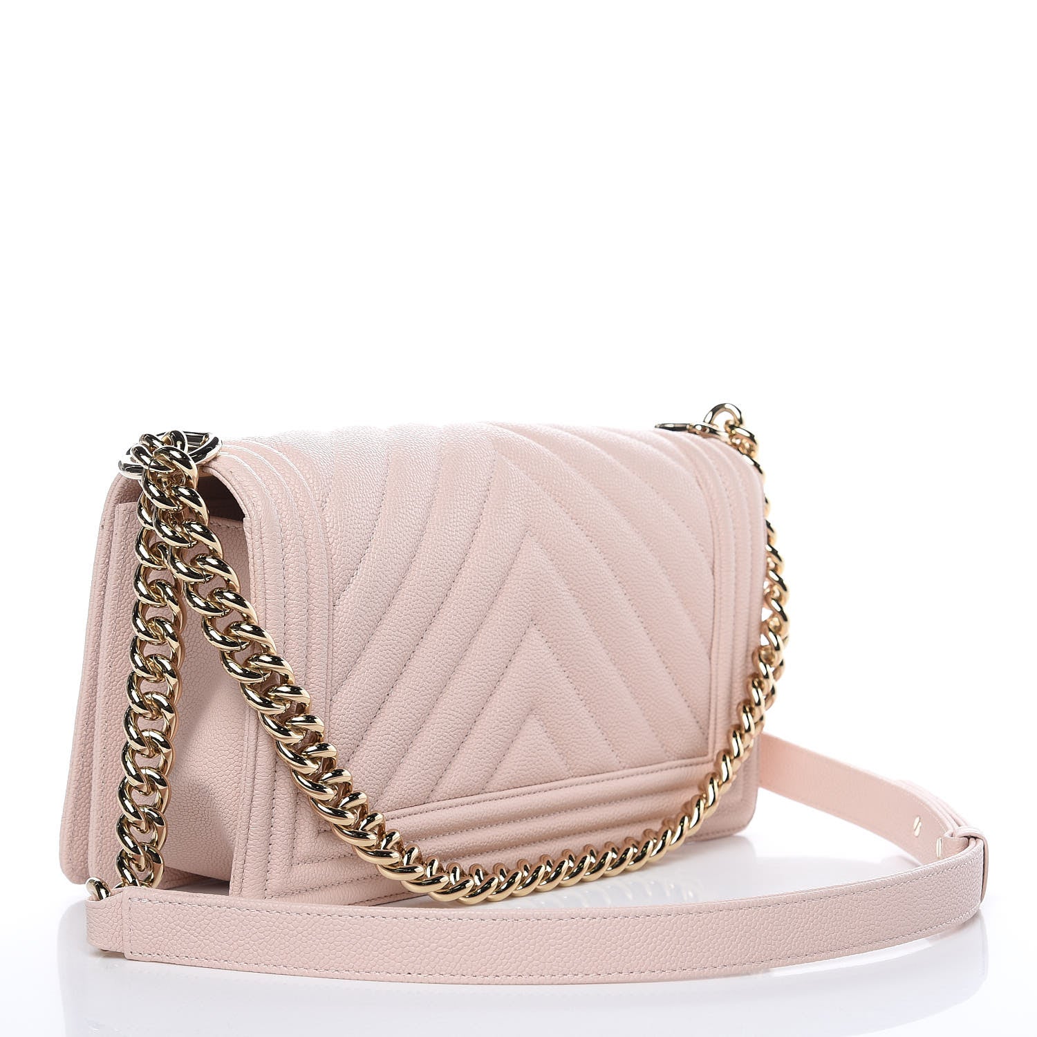 Chanel Caviar Chevron Quilted Medium Boy Flap Nude 3 of 10