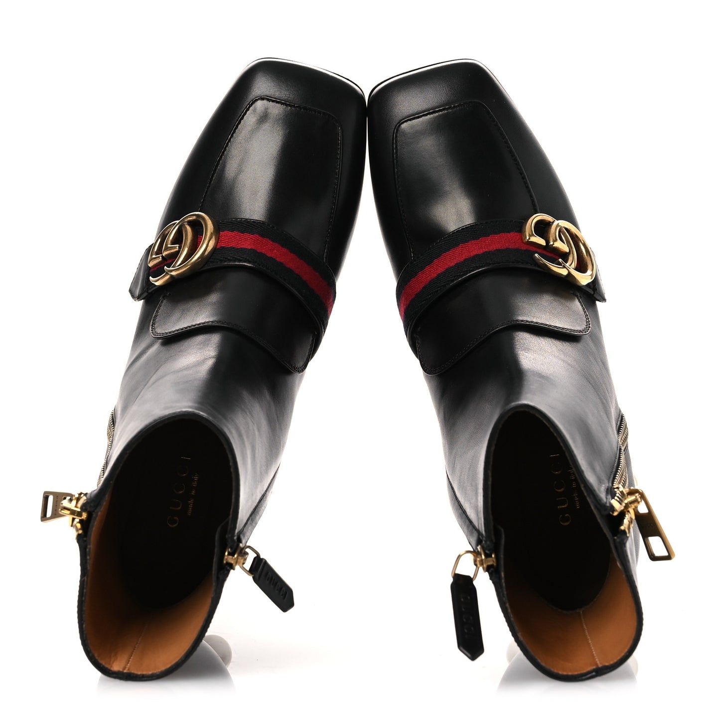 Betis Glamour Calfskin Web Pearl Embellished Peyton 75mm Ankle Boots 37 Black