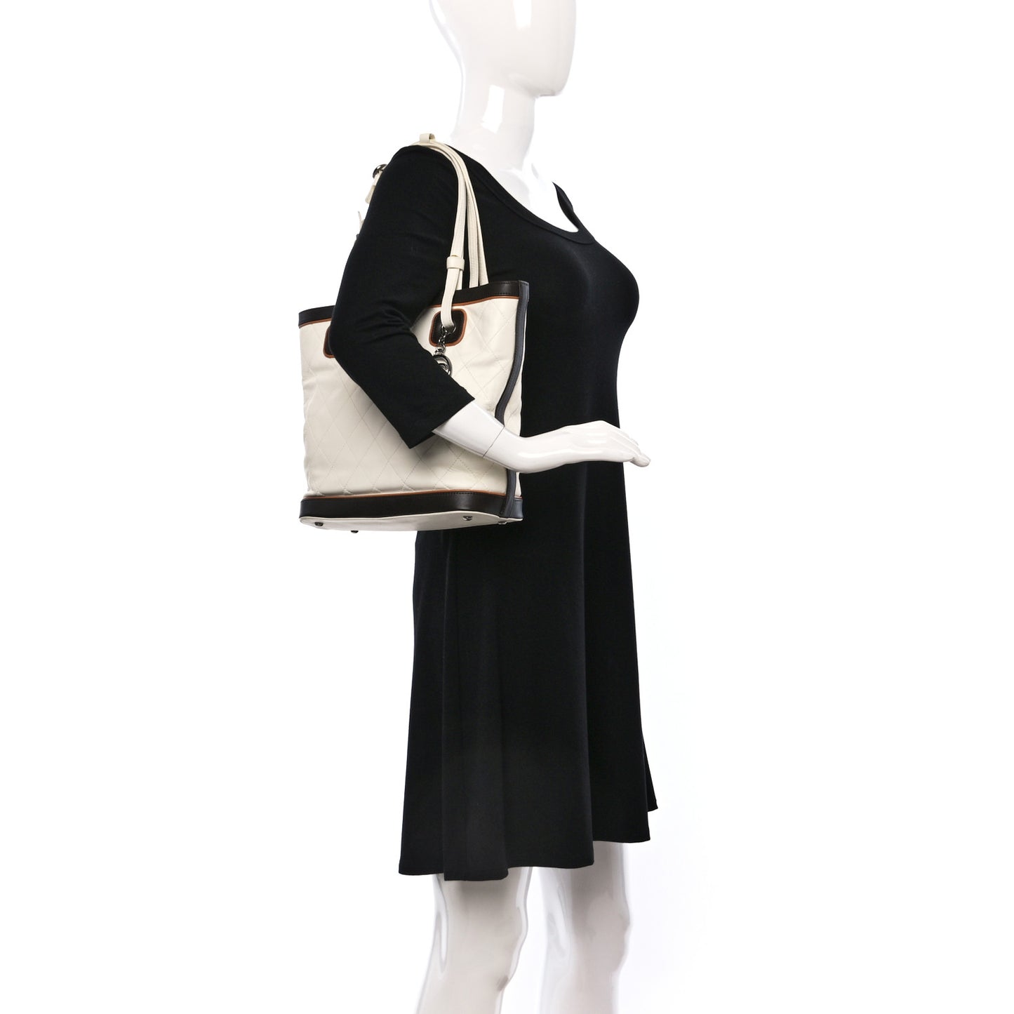 Lambskin Quilted Country Club Tote White Black
