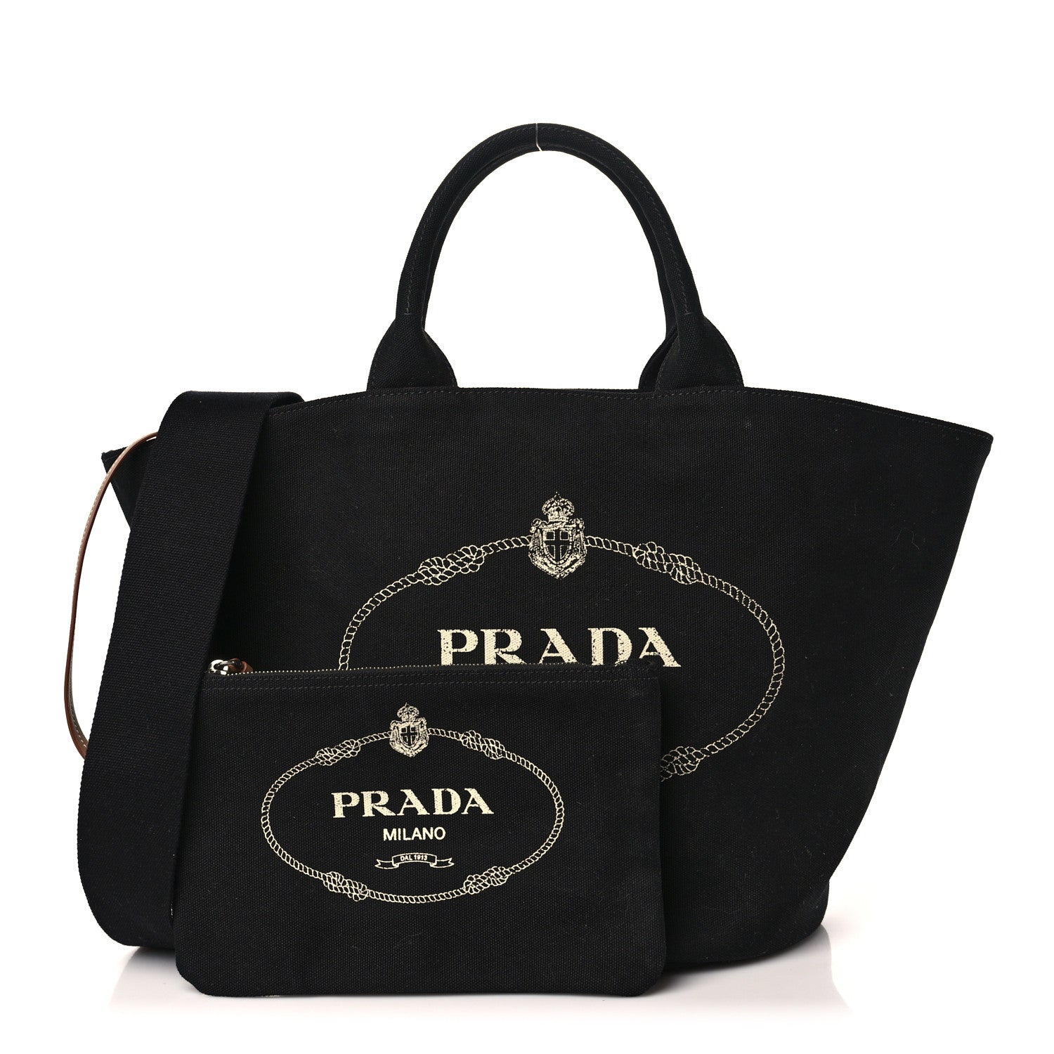 Prada Canapa Small Shopping Tote Black 1 of 10