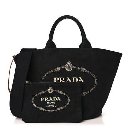 Prada Canapa Small Shopping Tote Black 1 of 10