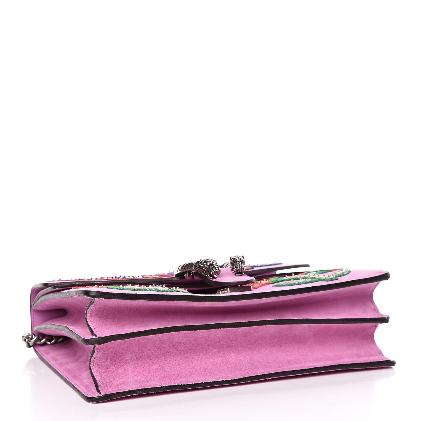 Suede Cudu Embroidered Medium Dionysus Shoulder Bag Candy Mousse Multicolor