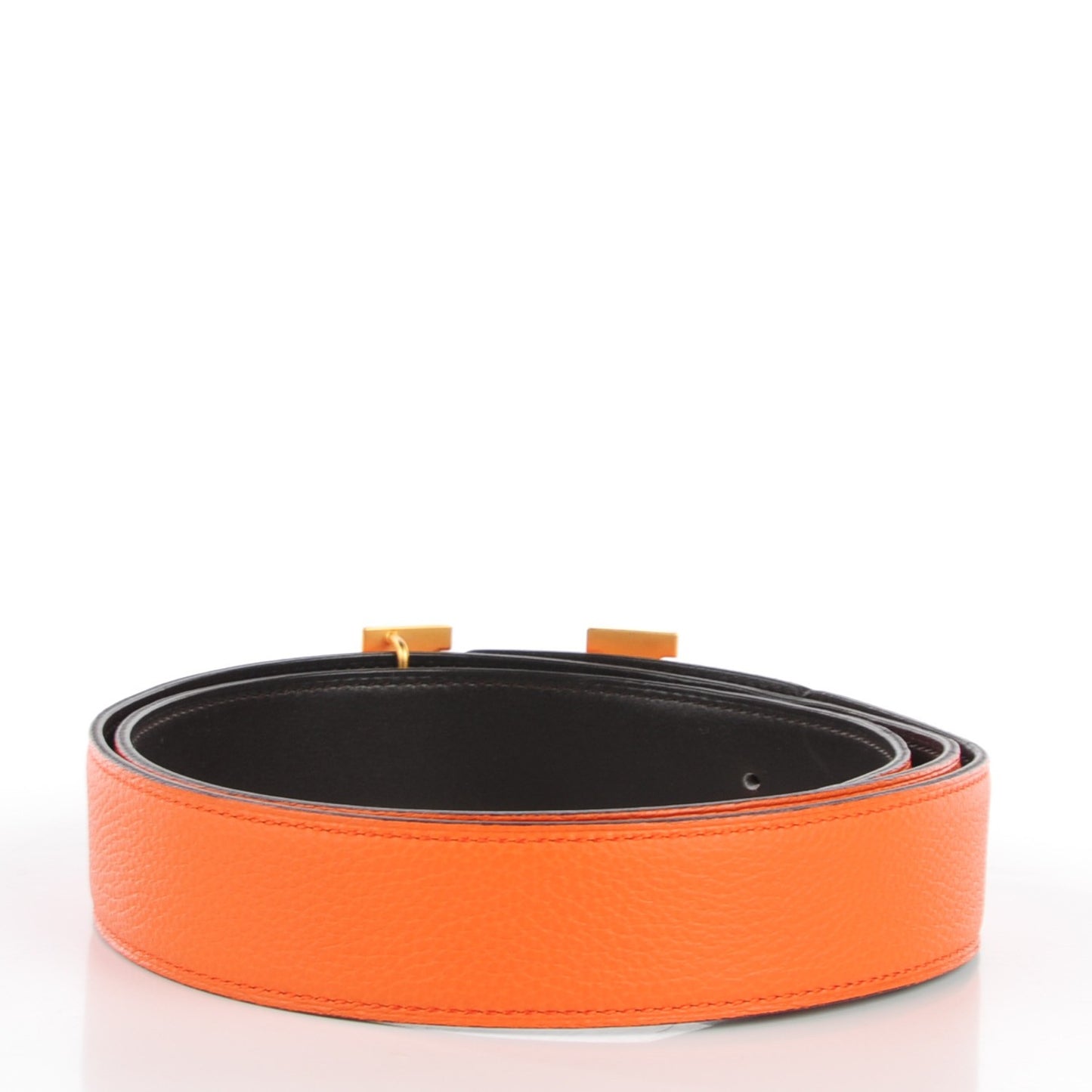 Togo Box 32mm H Belt 95 Orange Chocolate