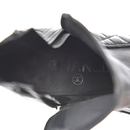 Chanel Lambskin Quilted CC Booties 37 Black 6 of 17