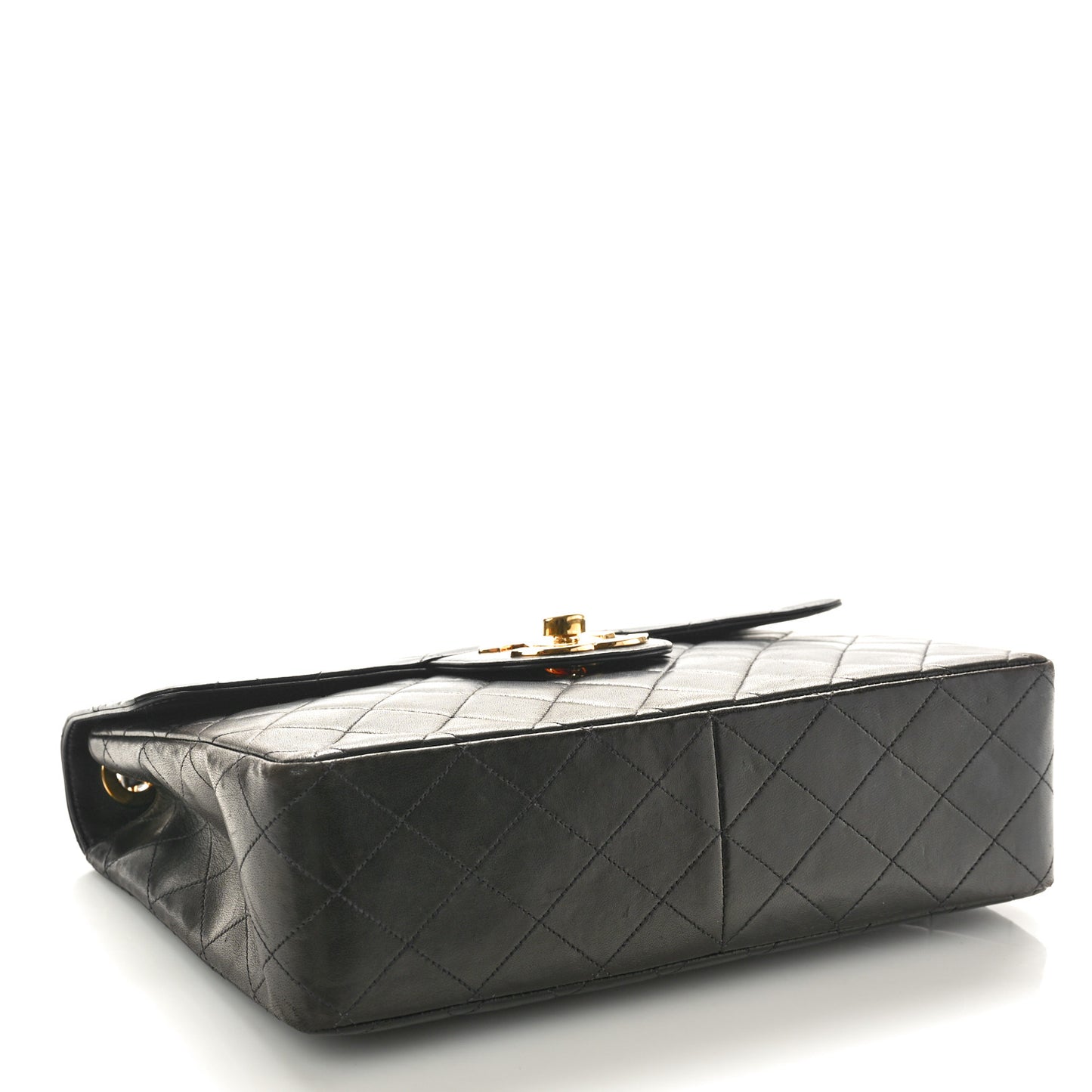 Lambskin Quilted XL Jumbo Single Flap Black