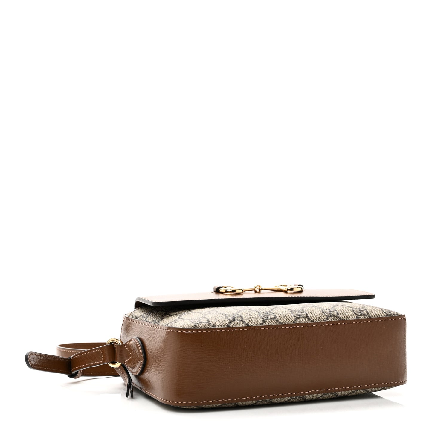 GG Supreme Monogram Small Horsebit 1955 Shoulder Bag Beige Brown Sugar