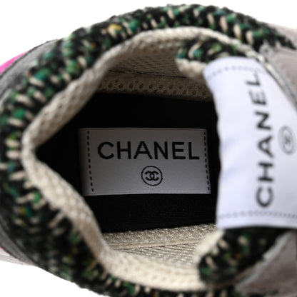 Chanel Tweed Suede CC Sneakers 36.5 Grey Pink Multicolor 7 of 9