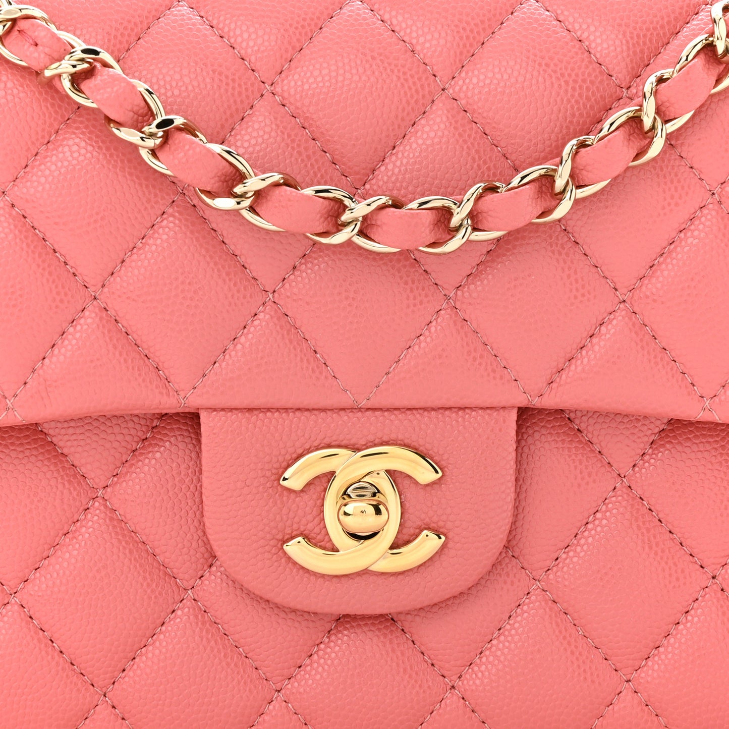 Caviar Quilted Small Double Flap Pink
