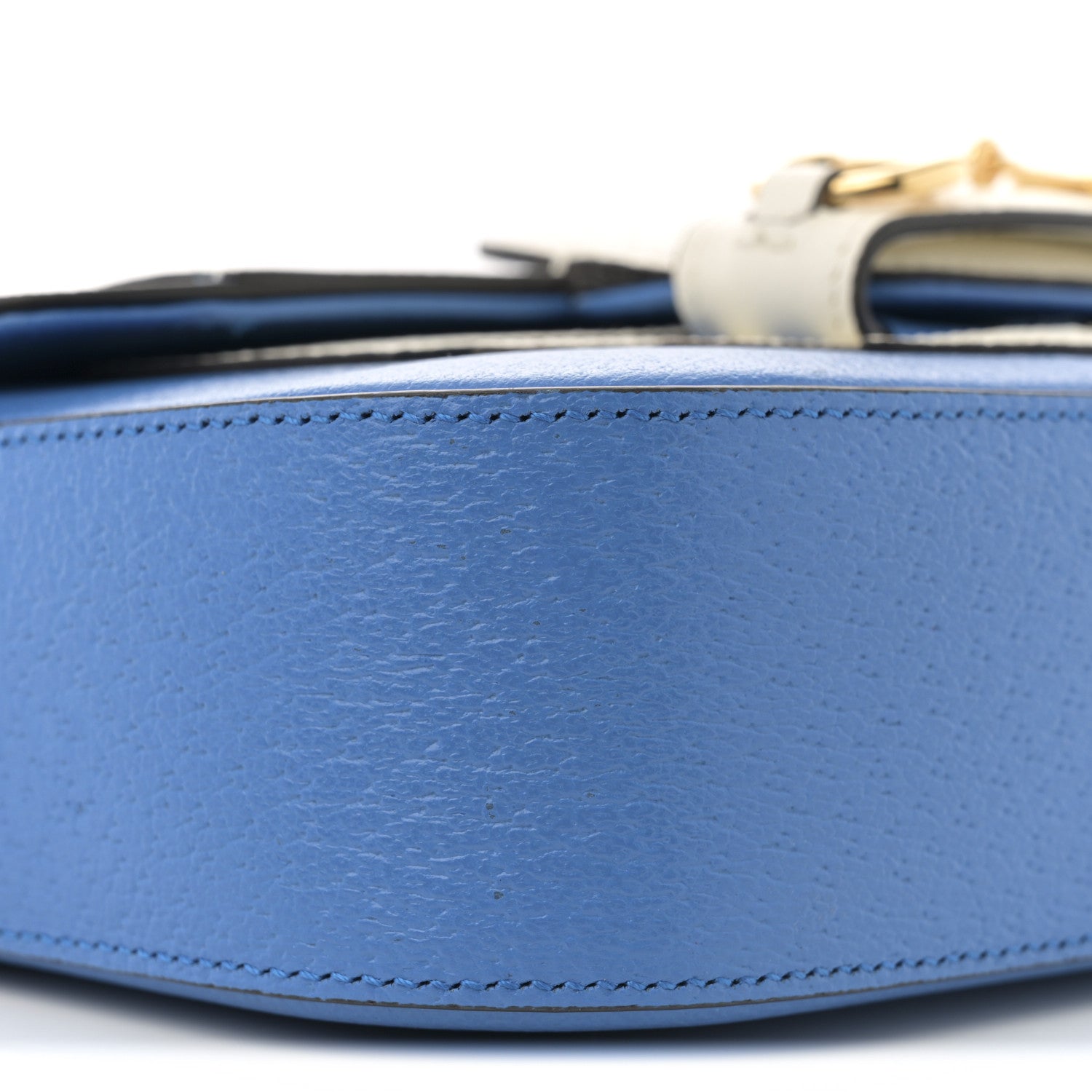 Gucci X ADIDAS Textured Dollar Calfskin Web Small Trefoil Horsebit 1955 Shoulder Bag Blue Off White 8 of 10