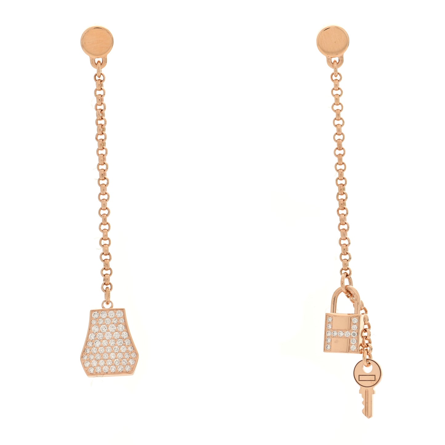 18K Rose Gold Diamond Kelly Clochette Drop Earrings