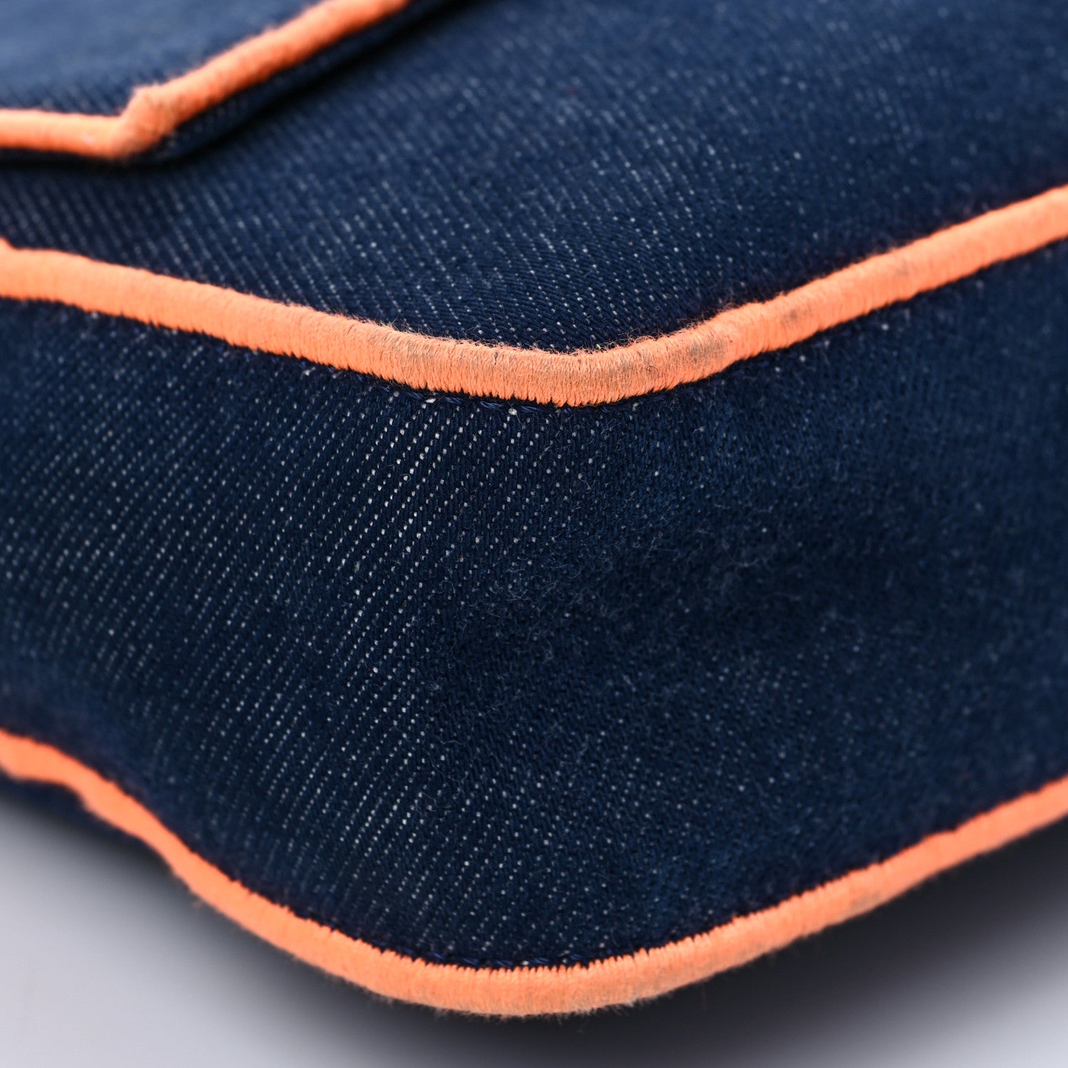 Fendi Denim Large Baguette Blue Arancio Fluo 8 of 16